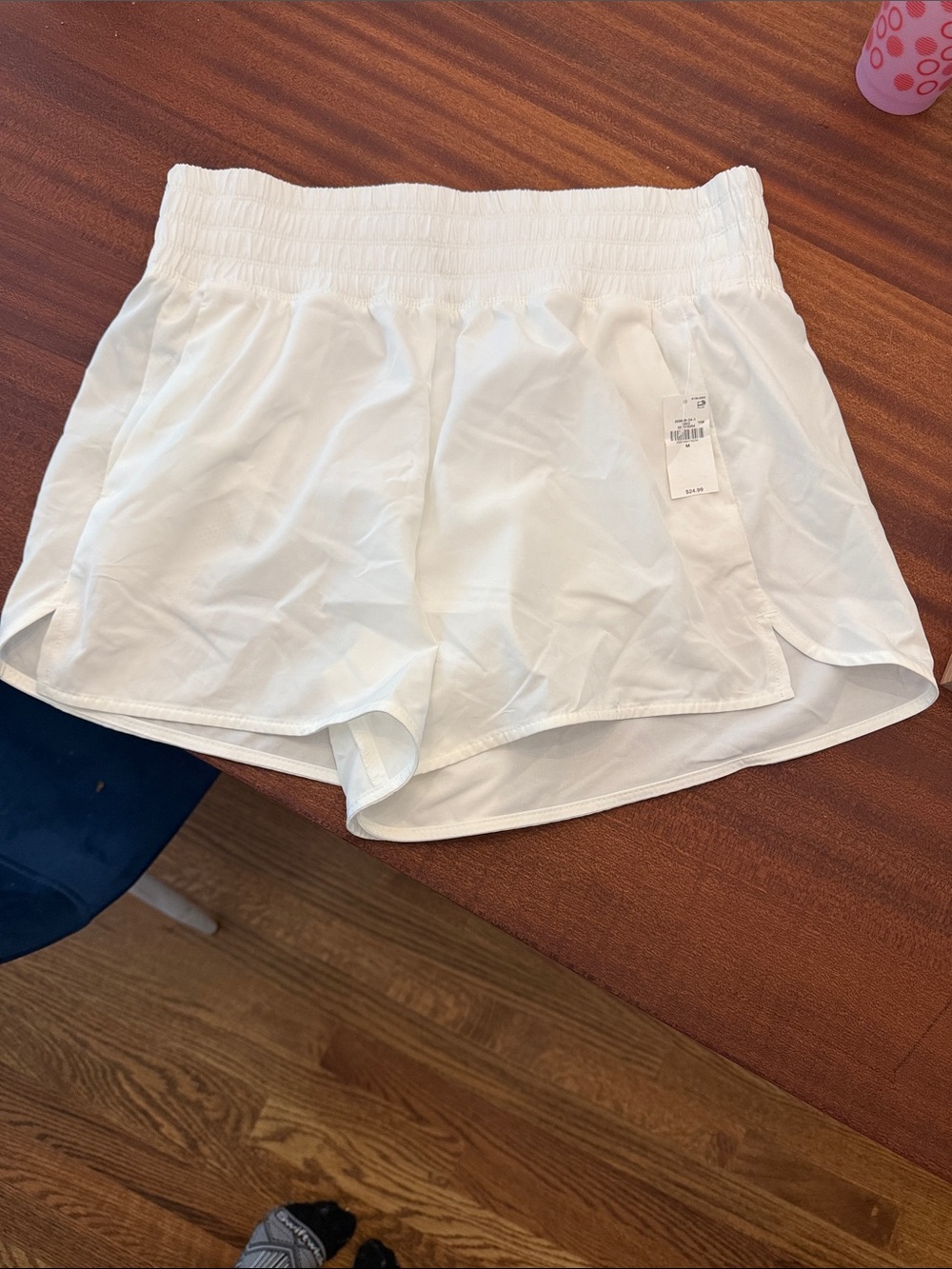 Old Navy White Elastic-Waist Athletic Shorts